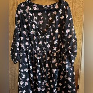 Torrid Black Dress with Pink and White Floral Pattern NWOT Size 3